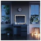 Vicco Schminktisch Sherry Grau Hochglanz 90 cm LED-Spiegel, Frisiertisch