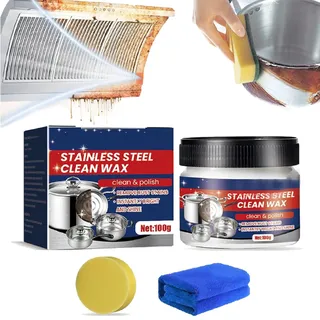 Stainless Steel Clean Wax, Magical Nano-Technology Stainless Steel Cleaning Paste, Stainless Steel Cleaner and Metal Polish, 3 In 1 Stainless Steel Wax Cleaner for Grease, Oven, Sink (1PC)