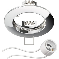 ledscom.de Deckeneinbaurahmen Circ Aluminium Einbaurahmen chrom (LED/Halogen/GU10/MR16/PAR16/50mm) inkl. GU10 Fassung
