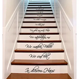 (34 x 60 cm) In Diesen Haus Wir Lieben, Wir sind eine Familie, Schriftzug Zitat, Treppen Aufkleber Oder Wandtattoo, Vinyl, Motiv in Deutsch Sprache