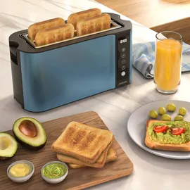 Arendo Toaster Edelstahl, mit Brötchenaufsatz, Display - Touch, wärmeisoliert, verschiedene Schlitze