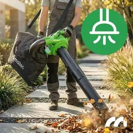 Maltec Benzin Laubsauger Laubbläser Gartenstaubsauger mit Häcksler MalTec MasterBlow7500W Motor 2-Takt 26cc Staubsauger Schredder