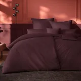 ESTELLA Mako Satin Bettwäsche Set Uni - 100% Baumwolle - trocknerfest - Garantie Reißverschluss - 135x200 cm + 80x80 cm - Farbe: Vino