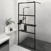 VidaXL Duschwand mit Ablage für Walk-In-Dusche Schwarz 90x195 cm