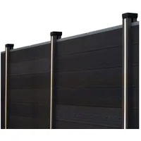 Home Deluxe Zaunpfosten Nutleiste mit Solar LED Beleuchtung DINA DELUXE, (5-St), Kompatibel zu Sichtschutzzaun CALLADO grau
