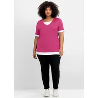 sheego 2-in-1-Shirt in fuchsia-weiß | Gr.: 52/54