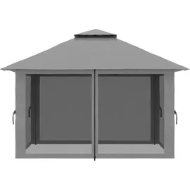 Outsunny Faltpavillon 4 x 4 m inkl. 4 Seitenteile Dunkelgrau
