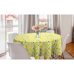 Abakuhaus Tischdecke Kreis Tischdecke Abdeckung für Esszimmer Küche Dekoration, Zitrone Cartoon Zitronen Zigzags