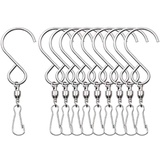 DORALO Swivel S Hook Clips, Edelstahl 360 Grad drehbarer Kleiderbügel zum Aufhängen von Windspinnern, Windspiele, Crystal Twisters, Partyzubehör, 90MM (10 Stück)