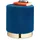 Relaxdays Samthocker mit Stauraum, rund, eleganter Polsterhocker, modern, Samt Sitzhocker, H x D 41,5 x 37 cm, blau/Gold