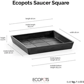 Ecopots 18 x 18 x 2,5 cm Dunkelgrau