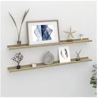 vidaXL Wandregal 100 x 9 x 3 cm Weiß und Sonoma-Eiche