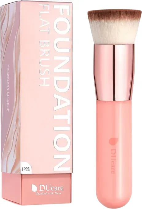 DUcare einzelner flacher Foundation-Pinsel – pinkfarbener Griff