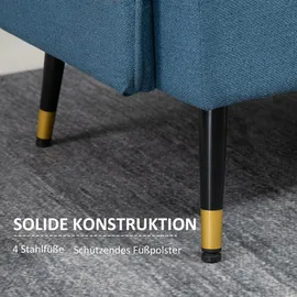 Homcom Sofa, mit Dickem Kissen, Leinenoptik, Polstersofa mit Stahlbeine, Modernes Doppelsofa für Wohnzimmer, Schlafzimmer, Dunkelblau