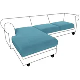 Rosnek Sofahusse Sofa Sitzbezug,Samt Sitzkissenbezug, Stretch,Schonbezug, Stretch Elastic Chaise Loung Sofahusse blau