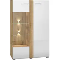 99rooms Adele Vitrine Weiß Eiche ohne LED-Beleuchtung Links