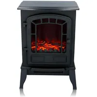 Classic Fire Torino Elektrokamin mit Heizung – Elektroheizung 2000W - Kaminofen mit Heizung, Schalttafel und Timer - Elektroherd mit LED-Flammen - Freistehend - Schwarz