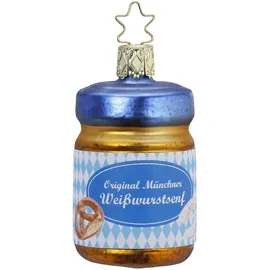 Inges Glas INGE-GLAS® Christbaumschmuck Weißwurstsenf 7 cm - Bayerische Weihnacht - 1 Stück