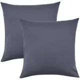 NatureMark 2er Set Jersey Kissenbezüge – Elastisch, weich, atmungsaktiv und hautfreundlich – Waschbare Kissenhülle - 80x80 – Anthrazit Grau