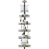 Bomclap 7 Stufen Teleskop Duschregal, Metall Eckregal mit Handtuchhalter, Duschablage ohne Bohren mit Handtuchstange, Duschecke für 137-290 cm Höhe,Schwarz