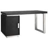 Casa Padrino Luxus Massivholz Schreibtisch Schwarz / Silber 150 x 70 x H. 77 cm - Bürotisch - Computertisch - Luxus Büro Möbel