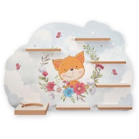 Kreative Feder Wandregal MUSIKBOX-REGAL Fox & Flowers, für TONIE-BOX und TONIES inkl. 40 Metallplättchen bunt