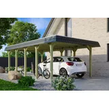 SKANHOLZ Walmdach Carport Spreewald 3,96 x 7,41 m imprägniert mit EPDM-Dach und Pfostenanker