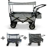FROSAL Bollerwagen faltbar Nick PRO grau mit Regenschutz & Insektenschutz Kinder