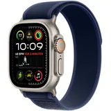 GPS + Cellular 49 mm Titangehäuse natur, Trail Loop Armband blau M/L