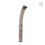 Sined Ella Grigia Wood Aluminium Solardusche Mit 40 Liter Fußwaschhahn Grau Und Holzoptik