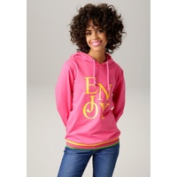 Aniston CASUAL Sweatshirt mit "ENJOY"-Schriftzug Gr. 38, pink (pink, gelb, moosgrün) Damen Sweatshirts Shirts, Sweats Tops - 12638457-38