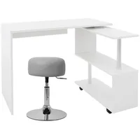 ML-Design Schreibtisch mit Sitzhocker 150x88x75 cm, Weiß aus MDF
