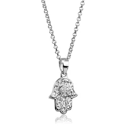 Kette mit Anhänger NENALINA "Hamsa Hand Symbol Ornament Anhänger 925 Silber" Gr. 45, silber, Halsketten, Damen, 45, ohne Stein, Silber 925 (Sterlingsilber), L: 45cm