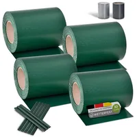 Juskys PVC Sichtschutzstreifen 0,19 x 35 m grün 4er Set inkl. Befestigungsklemmen 120 St.