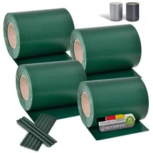 Juskys PVC Sichtschutzstreifen 0,19 x 35 m grün 4er Set inkl. Befestigungsklemmen 120 St.