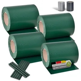 Juskys PVC Sichtschutzstreifen 0,19 x 35 m grün 4er Set inkl. Befestigungsklemmen 120 St.