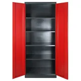 PROREGAL® Spind Stahlschrank Owl mit 4 Fachboden, HxBxT 192x78x38cm, Grau grau|rot 78 cm x 192 cm x 38 cm