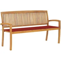 VidaXL Stapelbare Gartenbank mit Auflage 159 cm Massivholz Teak