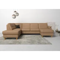 Home Affaire Wohnlandschaft »Palmera U-Form«, Federkern, wahlweise mit Bettfunktion und mit/ohne Stauraum, braun
