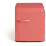 CREATE / RETRO FRIDGE 50 TERRACCOTA/Kühlschrank in Terrakotta, Griff Terrakotta / 85W, Minibar, eine Regalfläche, Retro-Design, 50cm, zwei Ablagen, 48L Fassungsvermögen, energiesparend, 50x44x49,8cm