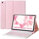 Tastaturhülle für Samsung Galaxy Tab A9+/Plus 11'' 2023 (SM-X210/X216/X218),Hülle mit Tastatur für Samsung Tab A9+ mit S-Pen-Halter,Abnehmbare Bluetooth-Tastatur für Galaxy A9+,Auto Wake/sleep,Rosa