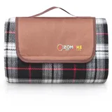 ZOMAKE Picknickdecke Wasserdicht 150x150,Isoliert Picknick Decke Strandmatte Waschbar mit Alubeschichtung für Camping,Garten - Groß Tartan Stoff Picnic Blanket mit Tragegriff, (Braunes Plaid)