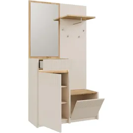 Forte Oak Squere Garderobenschrank 108,4 x 41,7 x 195,9 cm beige