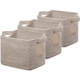JOJOSEE Kleiner Aufbewahrungskorb, Korb Aufbewahrung, Aufbewahrungskorb Geflochten Baumwollseil für Spielzeug Kinderzimmer, Decken, Kissen, 33 x 25 x 22,5 cm (Braun, 3 Stück)