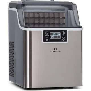 Klarstein Eiswürfelmaschine für Zuhause Camping Gastro, Schnelle Mini Eiswürfelmaschine Klein, Profi Eismaschine für Große Kleine Klare Eiswü... - Silber