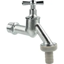 tecuro Auslaufventil 1/2 Zoll, Knebeloberteil, Schlauchtülle - Messing mattverchromt