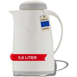 Helios Wave S+ Isolierkanne-6h Hält Getränke heiß & kalt Spülmaschinenfest – Bruchsicher – Robustes Design, Kunststoff, Weiß, 0,6L