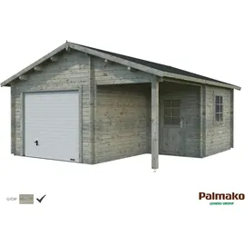 Palmako Einzelgarage Roger 5,10 x 5,50 m grau tauchimprägniert
