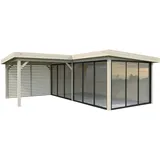 Palmako Gartenhaus Connect Lenna 24,9 m2 Set 714 Slide Plus mit Isolierglas-Schiebetüren - 28 mm naturbelassen