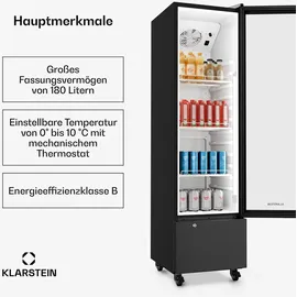 Klarstein GrandCooler Gewerbekühlschrank (180 l, 0 mm hoch, Weiß/Blau)